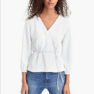 J. Crew 365 Crepe Drapey Faux Wrap Top White Size 10